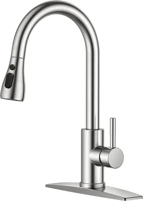 FORIOUS Stainless Steel Brushed Nickel Kitchen Faucets with Durable Pu
