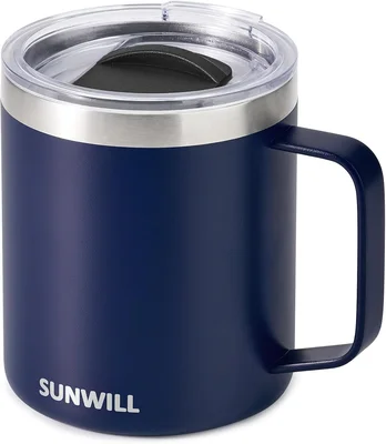SUNWILL Insulated Coffee Mug, Stainless Steel 14 oz with Splash-Proof 