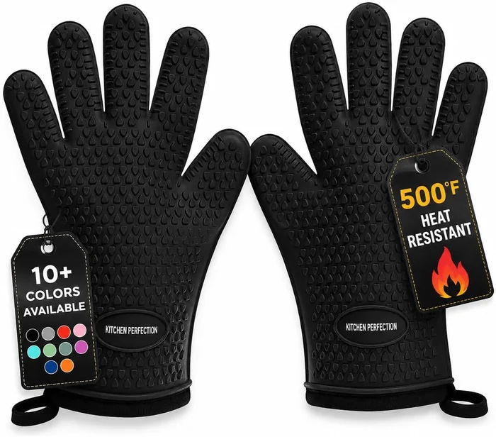 KITCHEN PERFECTION Silicone Smoker Oven Gloves Extreme Heat Resistant 