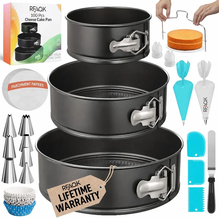RFAQK 100pcs Cake Pan Sets for Baking + Cake Decorating Supplies: 3 No