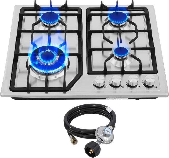 22″x20″ Built in Gas Cooktop 4 Burners Stainless Steel Stove with NG/L
