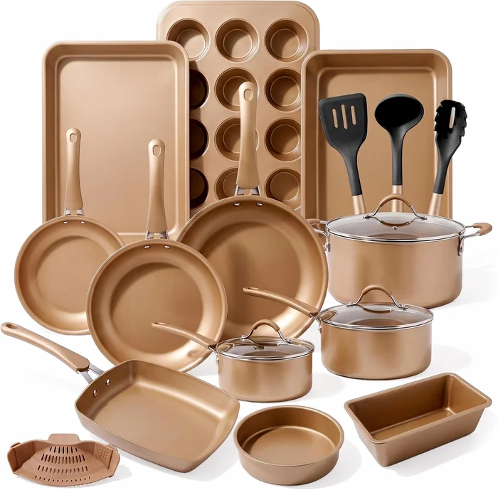 Nutrichef 20-Piece Professional Home Kitchen Cookware and Bakeware Set