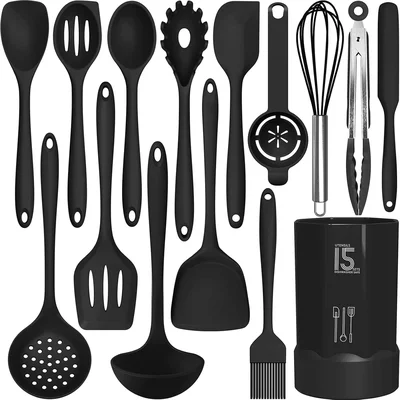 AOTHOD Silicone Cooking Utensils Set - 446°F Heat Resistant Kitchen Ut