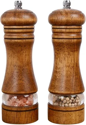 Haomacro Wood Salt and Pepper Grinder Set Classic Manual Pepper Mills