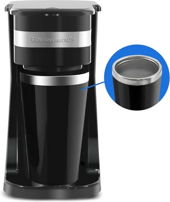 Elite Gourmet EHC111A Personal Single-Serve Compact Coffee Maker in Bl