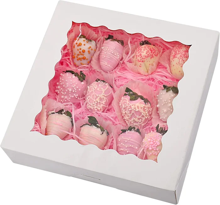 Tcoivs 20-Pack Pie Boxes with Window 9x9x2.5 Auto-Popup Cookie Boxes W