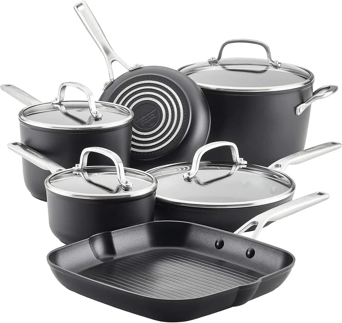KitchenAid Hard-Anodized Induction Nonstick Cookware Pots and Pans Set