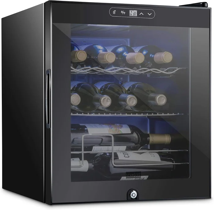 Schmecke 12 Bottle Compressor Wine Cooler Refrigerator With Lock Frees