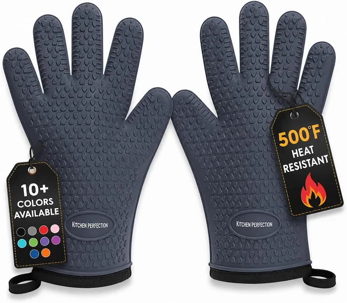 KITCHEN PERFECTION Silicone Smoker Oven Gloves Extreme Heat Resistant 