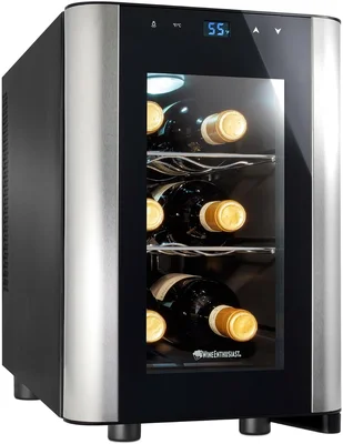Wine Enthusiast 6-Bottle Countertop Wine Cooler Compact Mini Energy-Ef