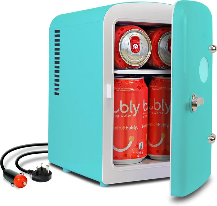 Koolatron Retro Mini Fridge 4 Liter Green Portable Refrigerator for Be