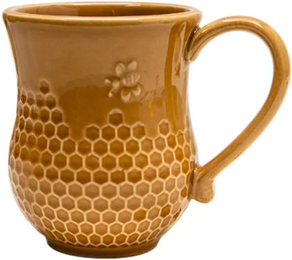 Bee&Honeycomb Design Ceramic Coffee Mug Tea Cup Brown - Unique Handmad