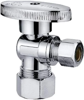 EZ-Fluid 1/2-Inch Chrome Brass Angle Stop Valve for Fridge Icemaker Wa
