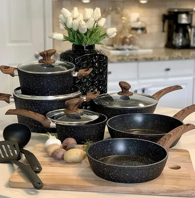 Kitchen Academy Pots and Pans Set 12pcs Non Stick Induction Cookware f