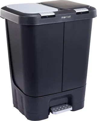 Step N' Sort 2 x 5.5 Gallon, Dual Trash and Recycling Bin with Slow Cl
