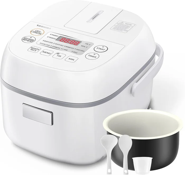 Toshiba Mini Rice Cooker 3 Cups Uncooked for 1-3 People with Fuzzy Log