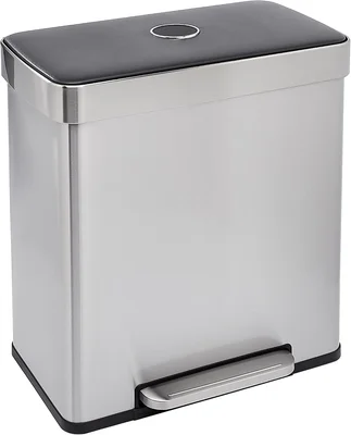 Amazon Basics Dual Compartment Recycling Trash Can with Soft-Close Lid