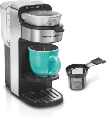 Hamilton Beach The Scoop Single Serve Coffee Maker with 40oz Removable Reservoir Stainless Steel Silver