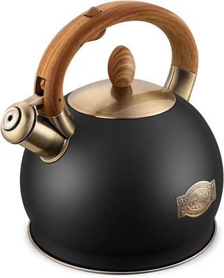Whistling Tea Kettle Stovetop 2.64 Quart Black Tea Pot