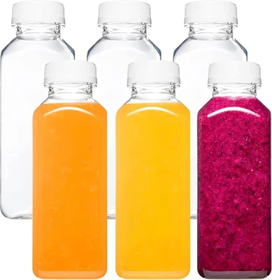 Norcalway Plastic Juice Bottles with Caps, Reusable Juicing Bottles, C
