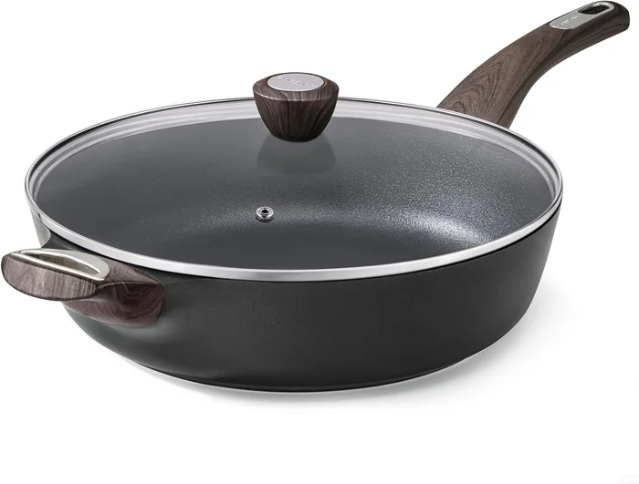 SENSARTE 12 Inch 5 Qt Deep Nonstick Saute Pan with Lid, Induction Comp