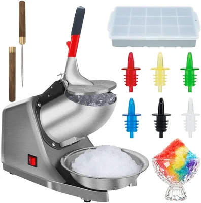 Reespring Snow Cone Machine 300W 4 Blades Electric Ice Crusher with Fr