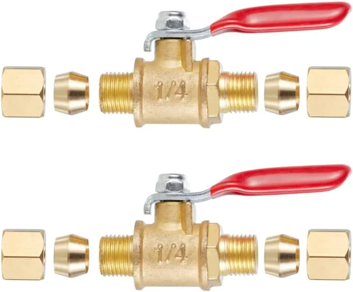 2 Pack Brass Ball Valve Shut Off Switch Straight Coupling Adapter for 