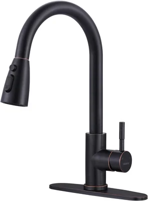 WOWOW Bronze Kitchen Faucet with Sprayer, Stainless Steel High Arc Pul