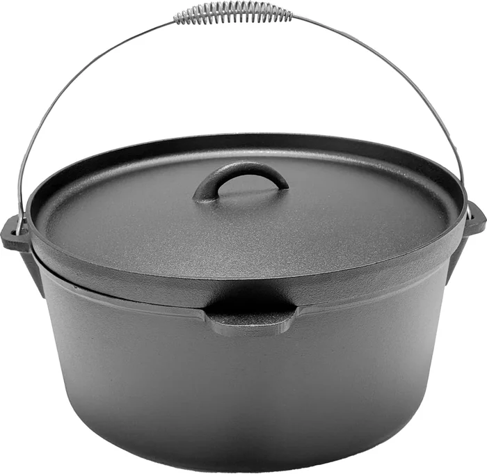 Cuisiland 16QT Cast Iron Dutch Oven with Lip Lid and Bail Handle for T