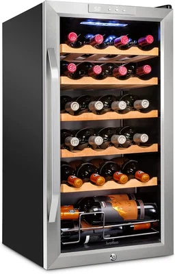 Ivation 24 Bottle Compressor Wine Cooler Refrigerator with Lock, Large