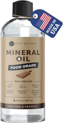 Kate Naturals Mineral Oil for Wood Cutting Board Food Grade Odorless 8