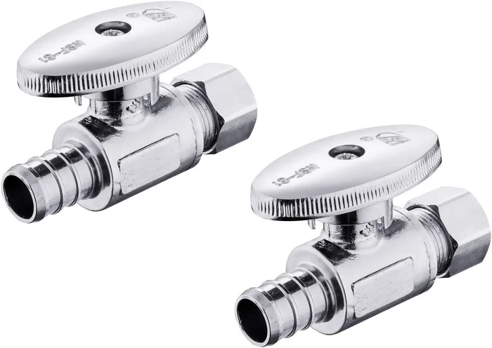 2 Pack Efield Straight Stop Valve 1/2 Inch Pex Crimp x 1/4 Inch OD Com