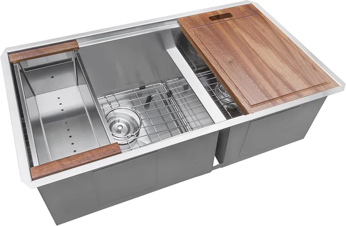 Ruvati 36-Inch Double Bowl 60/40 Undermount Workstation Kitchen Sink w
