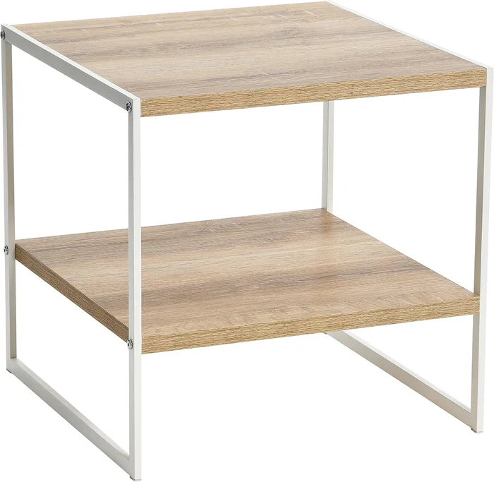 Household Essentials Jamestown Square Side End Table with Storage Shel