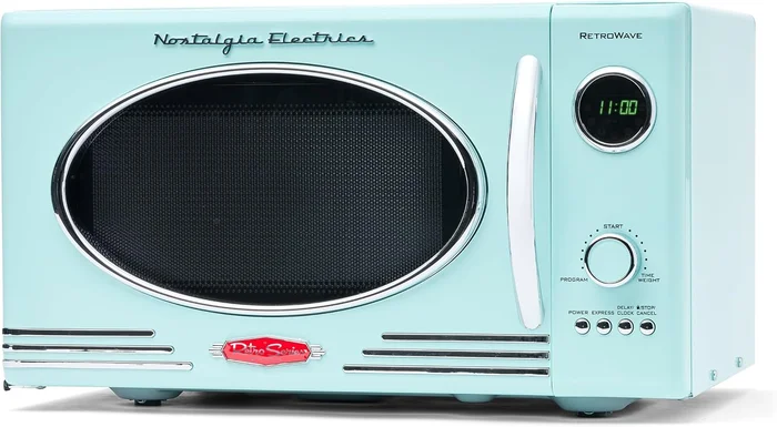 Nostalgia Retro Countertop Microwave Oven 800-Watt 0.9 cu ft 12 Pre-Pr