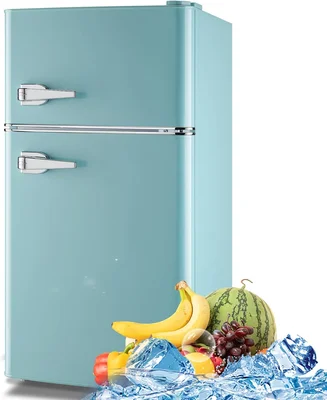 WANAI 3.5 Cu.Ft Retro Mini Fridge with Handle Compact Refrigerator Blu