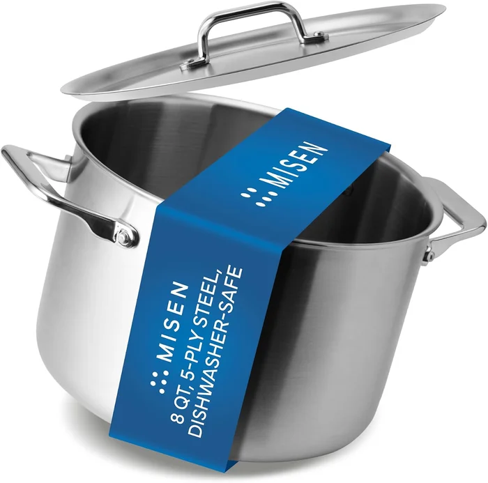 Misen 5-Ply Stainless Steel Stockpot 8 QT for Even Heating and Inducti