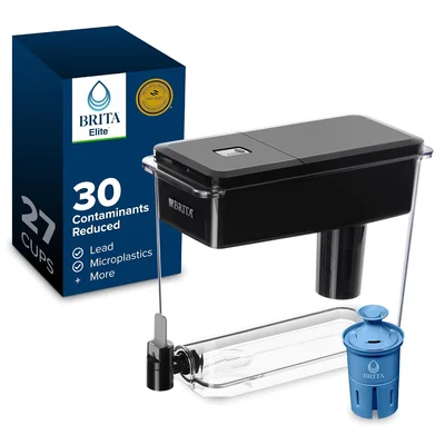 Brita XL 27 Cup Water Pitcher Dispenser with 1 Elite Filter in Black f
