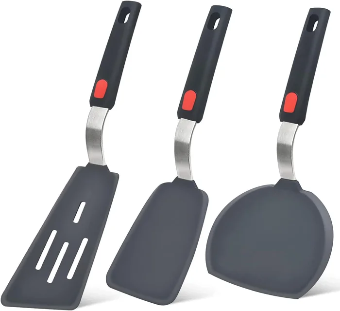 Beijiyi Silicone Spatula Turner Set of 3 with 600°F Heat Resistance and