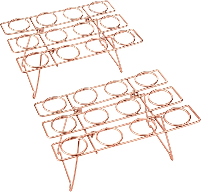 Patelai 2 Pack Ice Cream Cone Baking Racks 12-Cavity Holders Rose Gold