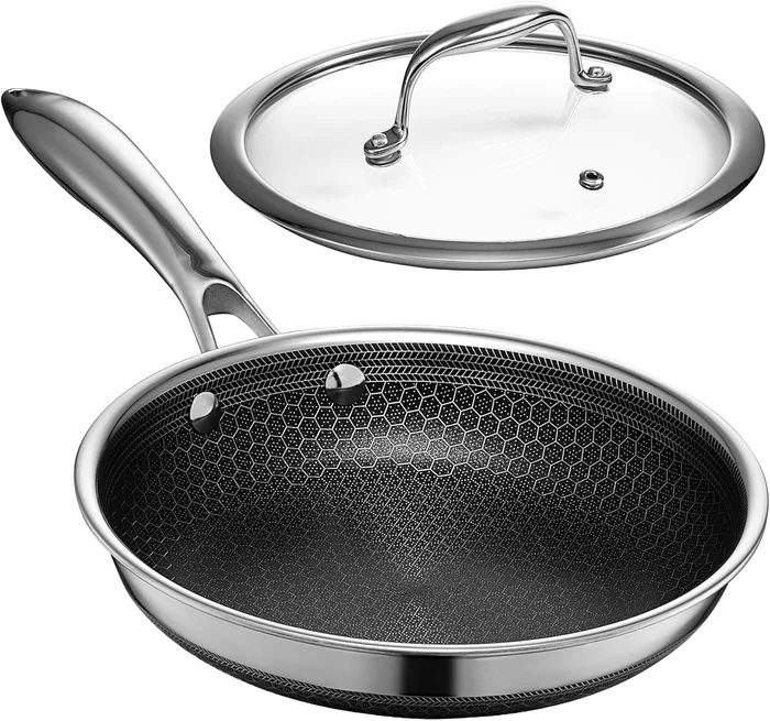 HexClad 8-Inch Hybrid Nonstick Frying Pan with Lid, Dishwasher & Oven 
