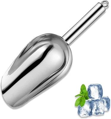 Stainless Steel Metal Ice Scoop 6 Oz for Kitchen Ice Maker Bar Party W