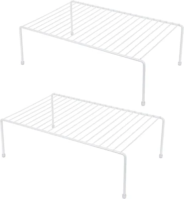 Set of 2 Large Cabinet Storage Shelf Rack, Shelves, Kitchen Counter an