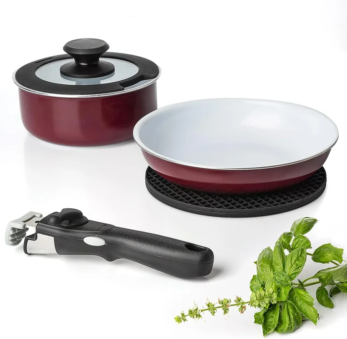Moss & Stone 5-Piece Nonstick Pots and Pans Set with Removable Handle 
