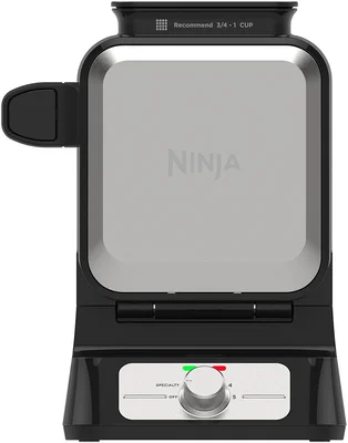 Ninja Belgian Waffle Maker Pro with 5 Shade Settings in Black and Silver
