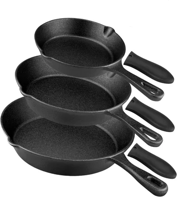 Cast Iron Skillet Set 3 Piece 6 8 10 Inch Pre-Seasoned Frying Pan for 
