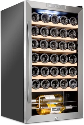 SCHMÉCKÉ 34 Bottle Compressor Wine Cooler Refrigerator with Lock, Larg