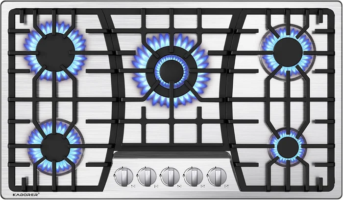36 Inch Gas Cooktop Built-in Gas Stove Top with 5 Burner NG/LPG Conver