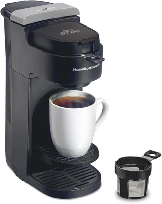 Hamilton Beach The Scoop Single Serve Coffee Maker Fast Grounds Brewer for 8-14oz Cups Black