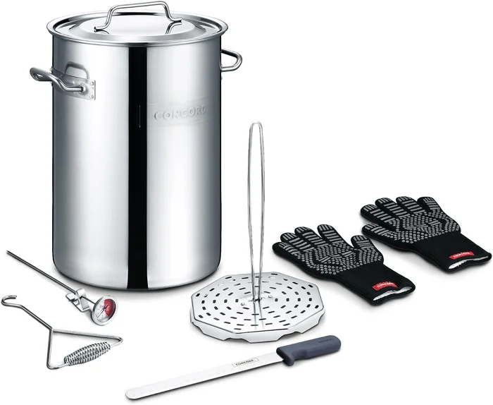 CONCORD Heavy Duty Stainless Steel Turkey Fryer Kit with Rack Slicer H